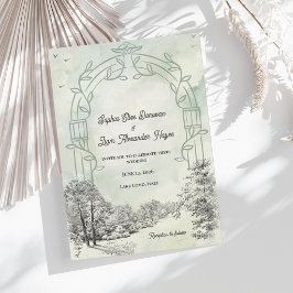 Invitación Arco de Jardín Verde Salvia Elegante Boda Campestr