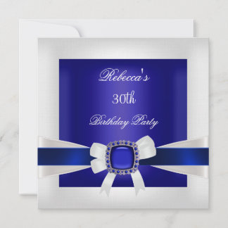 Invitación Arco de joya azul blanco Fiesta de cumpleaños núme