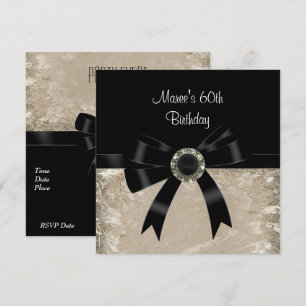 Invitación Arco de joya de diamante negro de papel antiguo nú