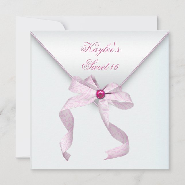 Invitación Arco de joya rosa bonito blanco fiesta de dulces d (Anverso)