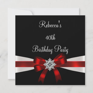 Invitación Arco de joyas rojas negras blancas Cumpleaños eleg