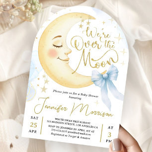 Invitación Arco de la ducha de bebé niño azul con luna