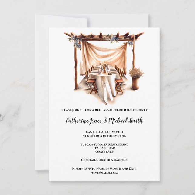 Invitación Arco de la mesa de acuarela toscana (Anverso)
