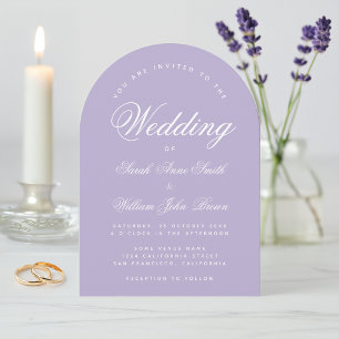 Invitación Arco de lavanda Simple Elegante Escritura Boda Púr