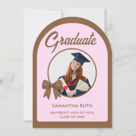 Invitación Arco de lazo de gingham marrón Foto fiesta de grad