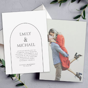 Invitación Arco de línea moderno simple con Boda de fotos