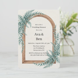 Invitación Arco de madera con follaje de helecho para boda