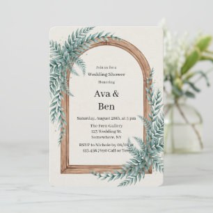 Invitación Arco de madera con follaje de helecho para boda