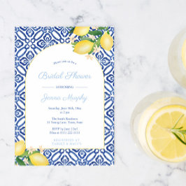 Invitación Arco de marco italiano Lemons Blue Tiles Bridal Sh