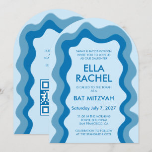 Invitación Arco de marco ondulado Personalizado moderno QR Ba