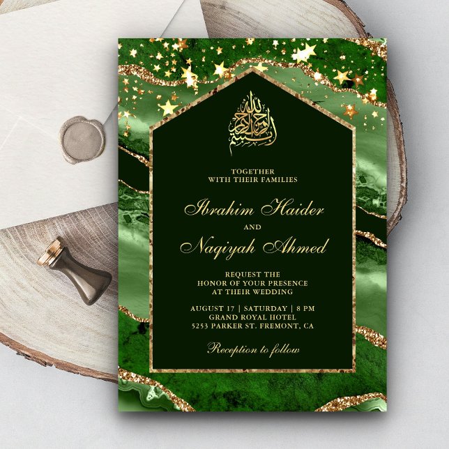 Invitación Arco de Mármol Musulmán de Bodas de Ágata de Oro E (Subido por el creador)