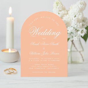 Invitación Arco de melocotón Boda Simple Moderno Elegante Scr