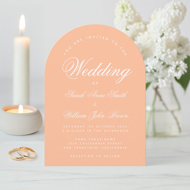 Invitación Arco de melocotón Boda Simple Moderno Elegante Scr (Subido por el creador)