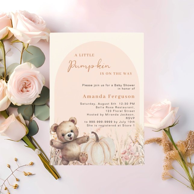 Invitación Arco de melocotón de calabaza marrón Baby Shower (Subido por el creador)