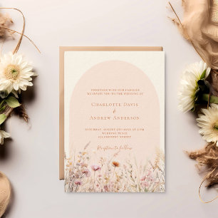 Invitación Arco de melocotón de color marrón silvestre QR RSV