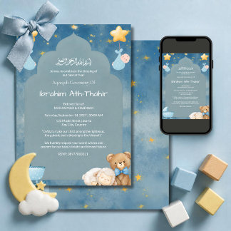 Invitación Arco de Mezquita Islámica para Aqiqah y Baby Showe