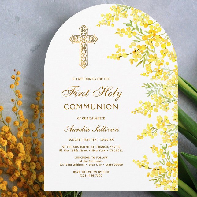 Invitación Arco de mimosa acuarela Primera Comunión (Subido por el creador)