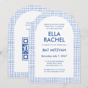 Invitación Arco de Mitzvah de Barra Bat QR personalizado mode
