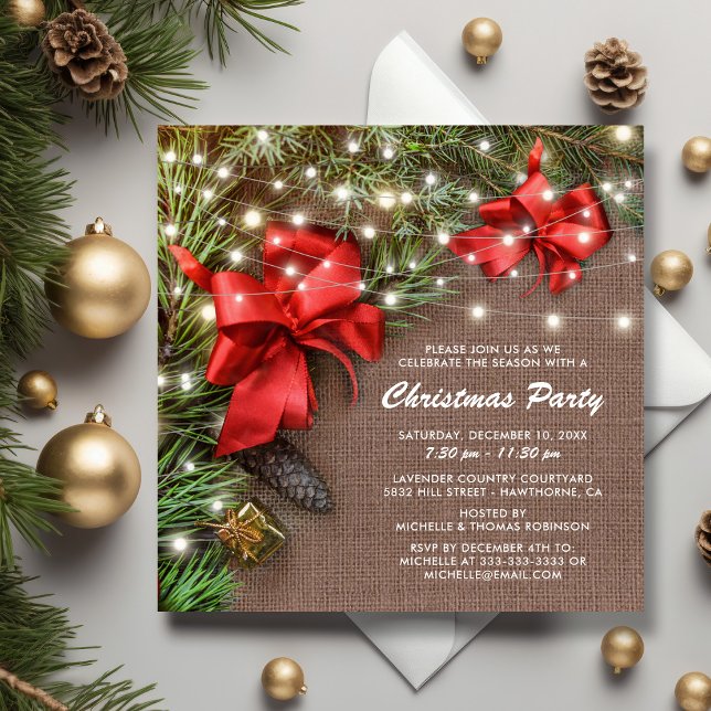 Invitación Arco de Navidad de Campo Rústico Fiesta de Vacacio (Subido por el creador)