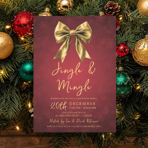 Invitación Arco de Navidad Jingle & Mingle Rojo Dorado Nieve