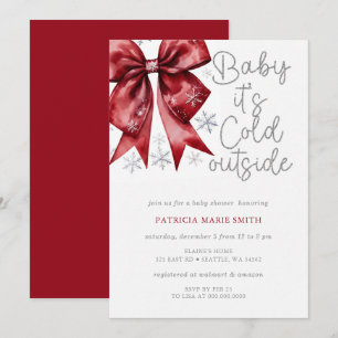 Invitación Arco de Navidad Rojo Plateado Frio Fuera Regalo pa