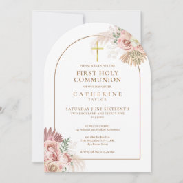 Invitación Arco de oro Pampas Grano Floral Primera Santa Comu