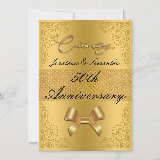 Invitación Arco de oro para aniversario de bodas número 50 pe (Anverso)