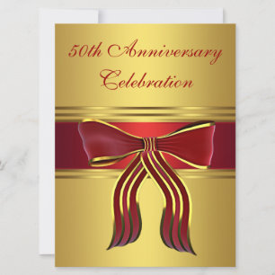 Invitación Arco de oro rojo Aniversario de bodas número 50