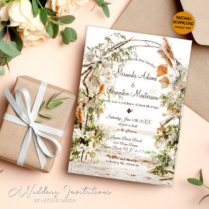 Invitación Arco de Palm Rústico Floral Boda de Playa Tropical