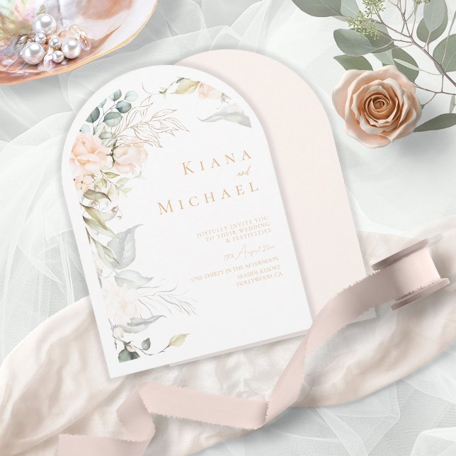 Invitación Arco de Pearl Rubor Floral Boda ID989 (Subido por el creador)