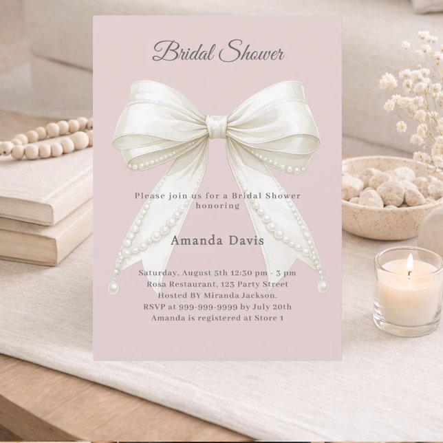 Invitación Arco de perlas rosadas polvorientas Despedida de s (Subido por el creador)