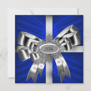 Invitación Arco de Plata Azul 30th Joya Negra Blanca