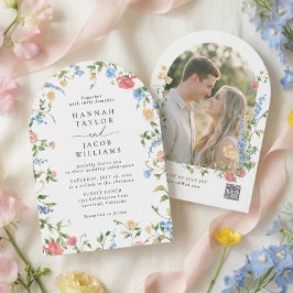 Invitación Arco de pradera de flores silvestres Foto Boda