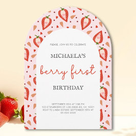 Invitación Arco de primer cumpleaños de Berry Rojo Rosado