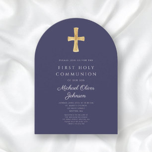 Invitación Arco de primera comunión de la cruz azul de la mar