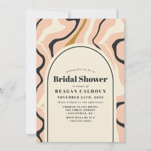 Invitación Arco de remolino retro rosa negro oro ducha de nov