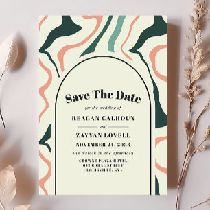 Invitación Arco de Remolino Retro Verde Menta Rosa Guardar la