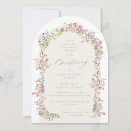 Invitación arco de resorte florido de elegante bautizo