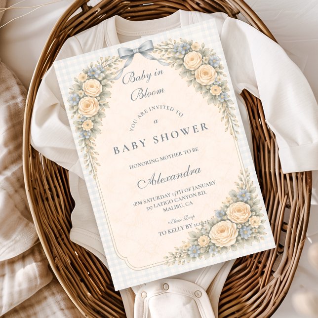 Invitación Arco de Rosa Azul Polvorienta Baby Shower (Subido por el creador)