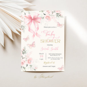 Invitación Arco de Rosa Claro para Baby Shower de Niña