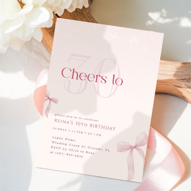 Invitación Arco de rubor rosa Feliz cumpleaños treinta (Subido por el creador)