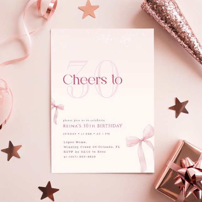 Invitación Arco de rubor rosa Feliz cumpleaños treinta (Subido por el creador)
