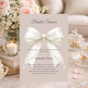 Invitación Arco de terciopelo marfil perlas beige Despedida d