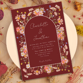 Invitación Arco de Terracota con Flores Silvestres para Boda 