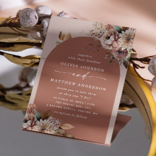 Invitación Arco de Terracota Otoño Boda Boho Floral + QR
