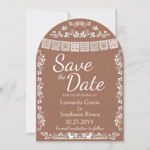 Invitación Arco de Terracota para guardar la fecha de la boda