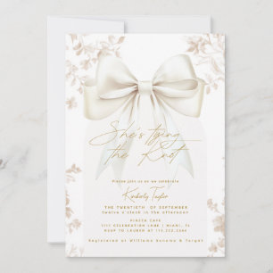 Invitación Arco de toile beige Ella está atando el nudo Despe
