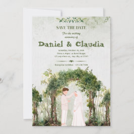 Invitación Arco de vegetación del bosque sereno boda islámica
