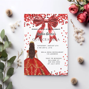 Invitación Arco de vestir rojo Quinceanera