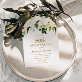 Invitación Arco del 50° aniversario de las flores blancas